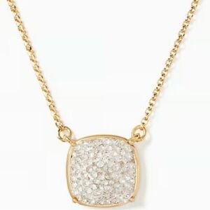 Kate Spade Gold Pavé Crystal Pendant Necklace Adjustable 16” + 3”